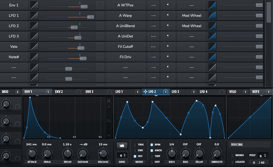 Xfer Serum’s extensive modulation matrix